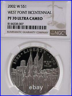 2002 W West Point Bicentennial Commemorative Proof Silver Dollar NGC PF 70 #2558