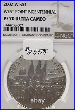 2002 W West Point Bicentennial Commemorative Proof Silver Dollar NGC PF 70 #2558