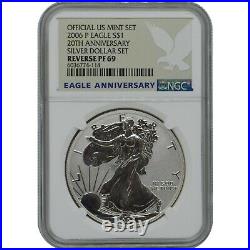 2006-P 20th Anniversary Reverse Proof Silver Eagle one Dollar Coin NGC PF69
