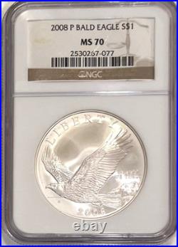 2008 P BALD EAGLE $1 Commemorative Silver Dollar NGC MS70