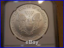 2008-W REVERSE OF 2007 NGC MS70 Burnished American Eagle Silver Dollar