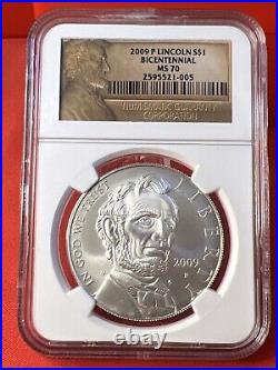 2009-P Abraham Lincoln Silver Dollar NGC MS70 Certified Coin Philadelphia