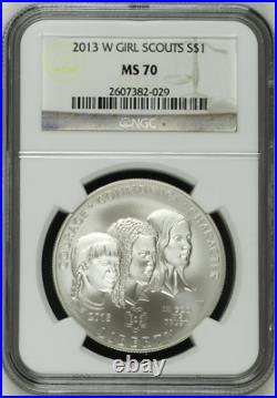 2013-W $1 GIRL SCOUTS COMMEMORATIVE SILVER DOLLAR NGC MS70 Rarity R4 Top-Pop