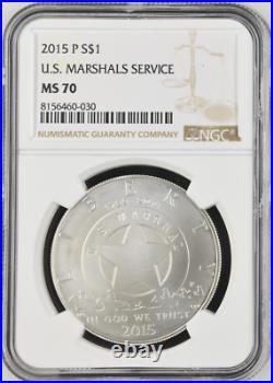 2015-P $1 US Marshals Commemorative Silver Dollar NGC MS70 Rarity R3 Top-Pop