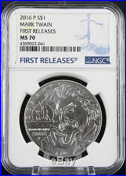 2016 P Mark Twain Silver Commemorative Dollar NGC MS 70 First Releases