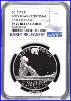 2017 BOYS TOWN Centennial Silver Dollar NGC PF70? FLAWLESS QUALITY EARLY RELEASE 2017 BOYS TOWN Centennial Silver Dollar NGC PF70? FLAWLESS QUALITY EARLY RELEASE