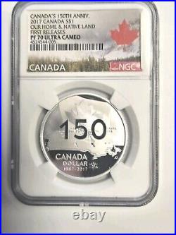 2017 Canada $1 Silver Dollar Ngc Pf70 150th Anniversary First Releases Sold Out