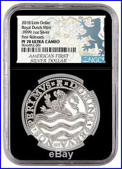 2018 Netherlands 1 oz. Silver Lion Dollar NGC PF70 UC FR Black Core SKU53383