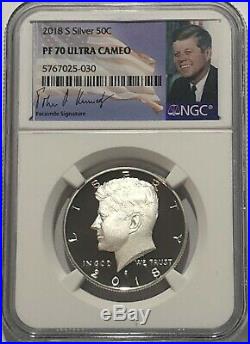 2018 S NGC PF70 PROOF SILVER KENNEDY HALF DOLLAR SIGNATURE LABEL ULTRA CAMEO 50c
