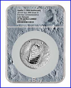 2019 Apollo 11 50th Commem 5 oz Silver Dollar NGC PF70 ER Moon Label SKU56516