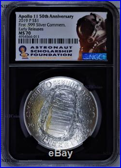 2019 P $1 Apollo 11 50th Ann 1 oz Silver Dollar NGC MS70 Coin Black Core ER+OGP