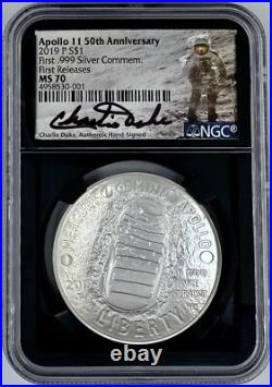 2019 P $1 Apollo 11 50th Anniversary Silver Dollar NGC MS 70 Charlie Duke Signed 2019 P $1 Apollo 11 50th Anniversary Silver Dollar NGC MS 70 Charlie Duke Signed