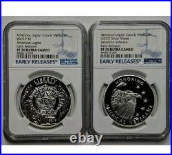 2019 P American Legion Silver Dollar Coin & Medal Set NGC PF70 UC Early Releases