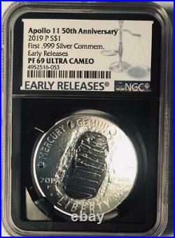 2019-P- Apollo 11 50th Anniversay Silver Commemorative Dollar NGC PF-69 UCAM