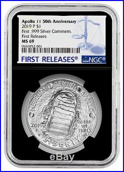 2019 P Apollo 11 50th Anv Commemorative Silver Dollar NGC MS69 FR Black SKU57271
