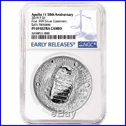 2019-P Proof $1 Apollo 11 50th Ann Silver Dollar NGC PF69UC Blue ER Label