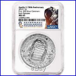 2019-P UNC $1 Apollo 11 50th Ann Silver Dollar NGC MS69 ASF ER Label