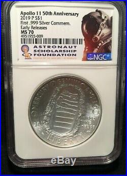 2019-P Uncirculated $1 Apollo 11 50th Ann Silver Dollar NGC MS70 ASF ER Label