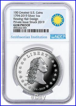 2019 Smithsonian America's First Silver Dollar 1 oz Medal NGC GEM Proof SKU57383