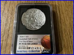 2020 Basketball Hall of Fame Silver Dollar NGC PF-70 Ultra Cameo First Day of Is
