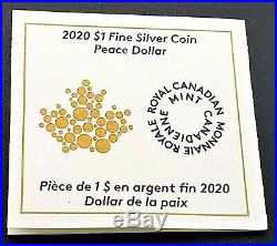 2020 CANADA PEACE DOLLAR, UC, UHR, 1 Oz Silver NGC PF70 FDI with signature & COA