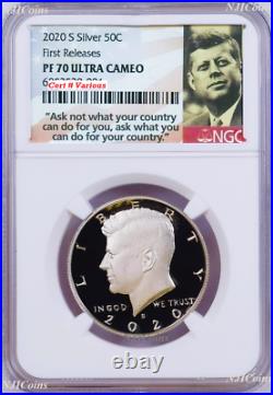 2020 S First 999 Fine Silver Kennedy Half Dollar NGC PF70 FR coin Ask Not Label