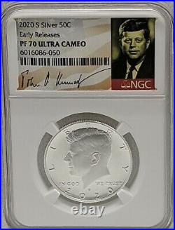 2020 S Proof Silver Kennedy Half Dollar 50C NGC Early Releases PF 70 UC