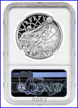 2020P $1 Basketball Hall Fame Silver Dollar Colorized NGC PF70UC Tip Off Release