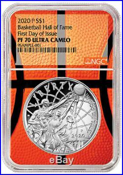 2020P $1 Basketball Hall Fame Silver Dollar NGC PF70 FDI Basketball Core PRESALE