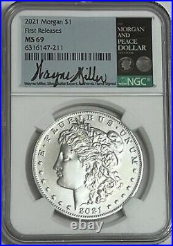 2021 $1 P MORGAN SILVER DOLLAR NGC MS69 FIRST RELEASE 100th ANNIV. With BOX & COA