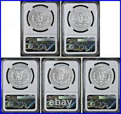 2021 5 Coin Morgan Silver Dollar Set, Ngc Ms70 First Releases, In Hand