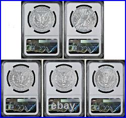 2021 5 coin morgan & peace silver dollar set, ngc ms70, in hand, 100th anniv