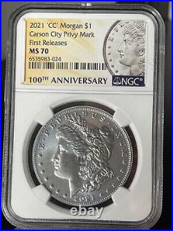 2021-CC Morgan $1 Silver Dollar NGC MS70, First Releases 100th Anniversary