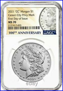 2021-CC Morgan Carson City Privy Mark Silver Dollar NGC MS70 First day of Issue