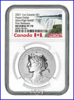 2021 Canada 1 oz Silver Peace Dollar Ultra High Relief Rev NGC PF70 FR PRESALE