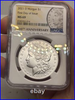 2021 D Morgan SILVER Dollar 100th Anniversary $1 NGC MS69 FDOI FIRST DAY RARE