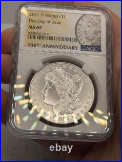 2021 D Morgan SILVER Dollar 100th Anniversary $1 NGC MS69 FDOI FIRST DAY RARE