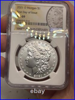 2021 D Morgan SILVER Dollar 100th Anniversary $1 NGC MS69 FDOI FIRST DAY RARE