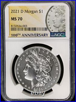 2021-D Morgan Silver Dollar'D' Privy Mark NGC MS70 100th Anniversary STOCK