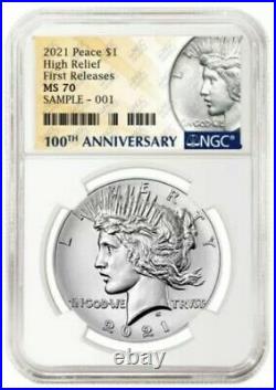 2021 High Relief Peace Silver Dollar $1 NGC MS 70 First Releases Presale