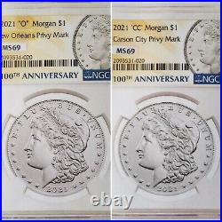 2021 Morgan Dollar CC & O PRIVY NGC MS69 FIRST RELEASES BOTH COINS