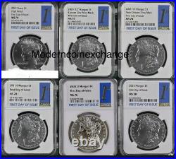 2021 Morgan and Peace Dollar 100th Anniv 6 Coin Set NGC MS70 First Day of Issue