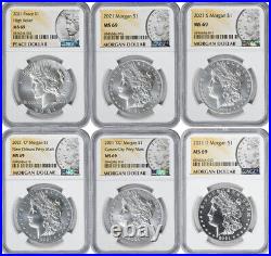 2021 Morgan and Peace Silver Dollar 6-Coin Set MS69 NGC