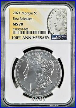 2021 P Morgan Silver Dollar, Ngc Ms 70 First Release, In Hand