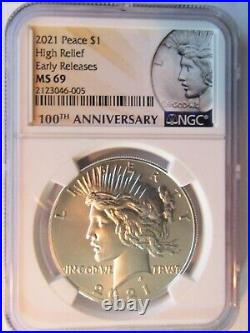 2021 P Ngc-69 E. R. Peace Silver Dollar 21xh Philadelphia Coin Is In Hand