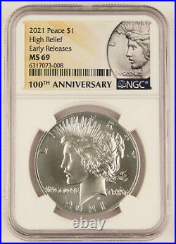 2021 Peace $1 High Relief Silver Dollar NGC MS69 Early Releases Ready to Ship