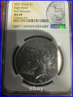 2021 Peace Silver Dollar $1 NGC MS 69 First Releases. Box and COA INC. SHIP FREE