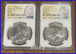 2021 Peace Silver Dollar & Morgan CC Set NGC MS 70 First Releases