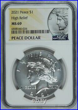 2021 Peace Silver Dollar NGC MS69 High Relief 100th Anniversary