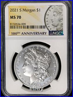 2021-S Morgan Silver Dollar'S' Privy Mark NGC MS70 100th Anniversary STOCK